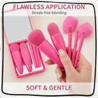 Portable Makeup Brush Set with Storage Case & Mirror | Soft Synthetic Bristles for Foundation, Blush, Eyeshadow & Blending | Travel-Friendly Cosmetic Brush Kit