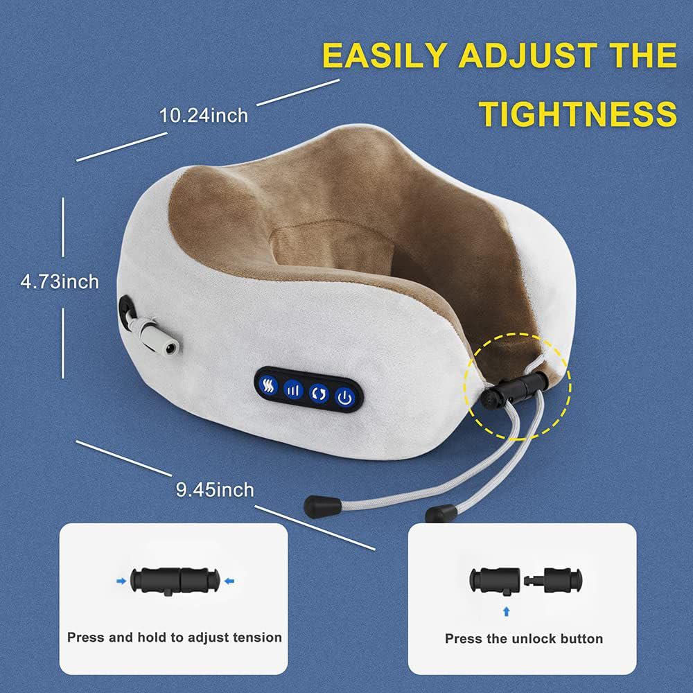 ZYOZ Rechargeable U-Shaped Travel Neck Massage Pillow | Three Speed Intensity Modes | Therapeutic Vibration | Cervical Pain Relief | Deep Kneading Massage | Memory Foam Secondary image