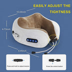 Rechargeble U-Shaped Travel Neck Massage Pillow | Three Speed Intensity Modes | Therapeutic Vibration | Cervical Pain Relief | Deep Kneading Massage | Memory Foam
