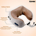 Rechargeble U-Shaped Travel Neck Massage Pillow | Three Speed Intensity Modes | Therapeutic Vibration | Cervical Pain Relief | Deep Kneading Massage | Memory Foam