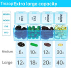 ZYOZ Pill Medicine Organiser Reminder Storage Box 7-Day Medicine planner Pill Organiser, Weekly Pill Organiser, 4 Times A Day Colour-Coded, Pack of 1
