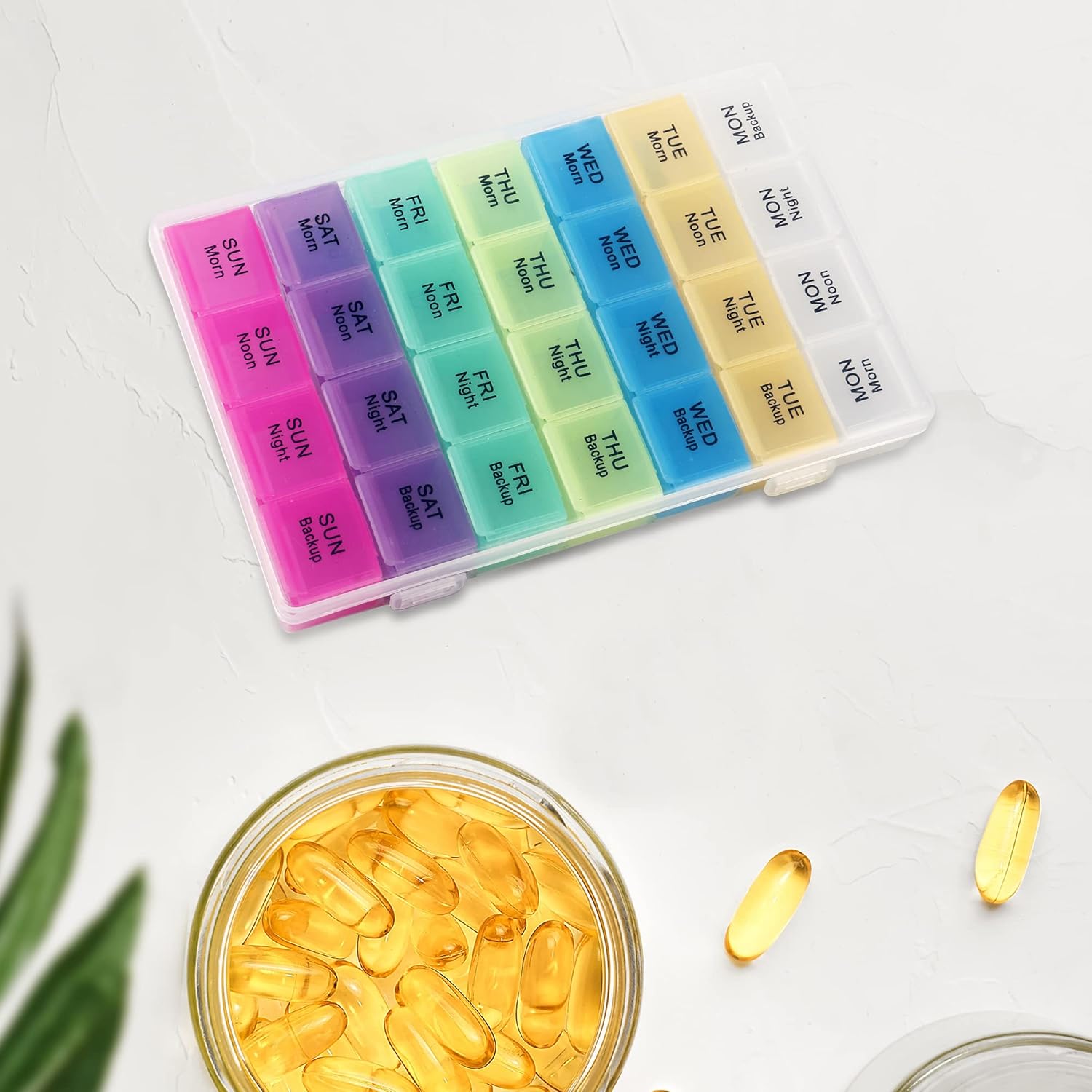 ZYOZ Pill Medicine Organiser Reminder Storage Box 7-Day Medicine planner Pill Organiser, Weekly Pill Organiser, 4 Times A Day Colour-Coded, Pack of 1 Main image