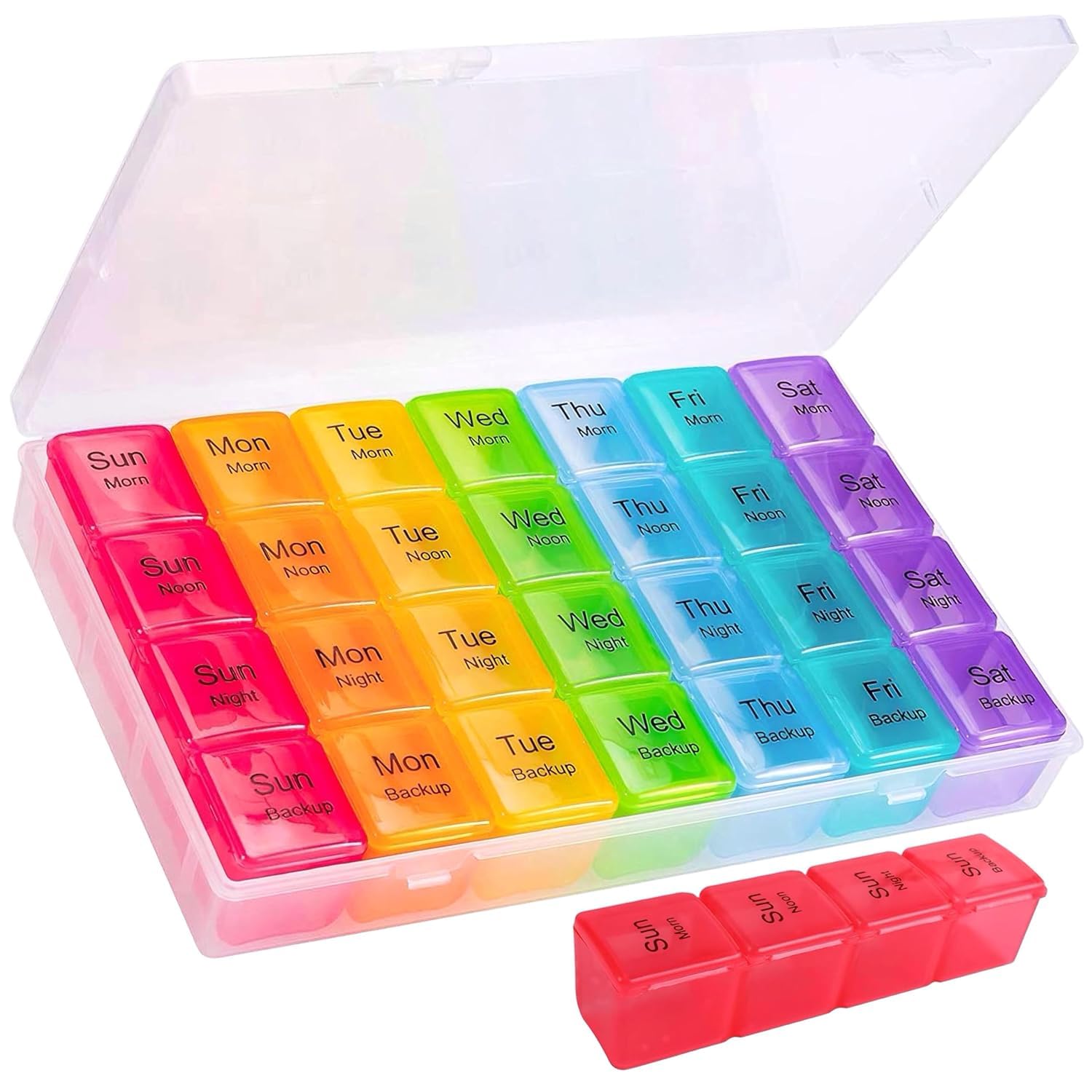 Pill Medicine Organizer Reminder Storage Box 7-Day Medicine planner Pill Organizer, Weekly Pill Organizer, 4 Times A Day Color-Coded, Pack of 1 Secondary image