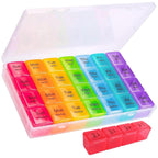 ZYOZ Pill Medicine Organiser Reminder Storage Box 7-Day Medicine planner Pill Organiser, Weekly Pill Organiser, 4 Times A Day Colour-Coded, Pack of 1