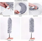 Microfiber Feather Duster Bendable & Extendable Fan Cleaning with 100 inches Expandable Pole Handle for High Ceiling Fans,Window Blinds, Furniture