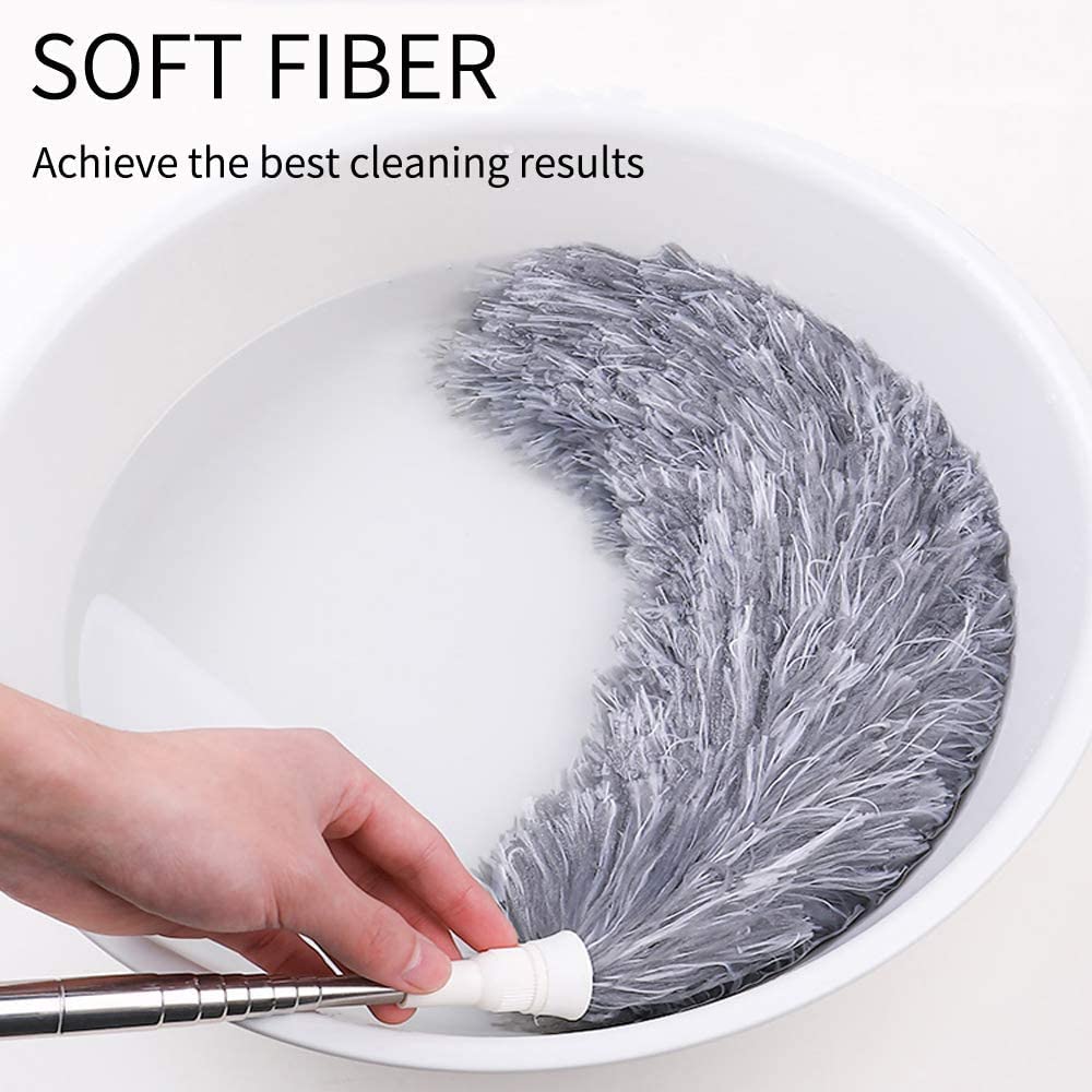 ZYOZ Microfiber Feather Duster Bendable & Extendable Fan Cleaning with 100 inches Expandable Pole Handle for High Ceiling Fans,Window Blinds, Furniture Main image