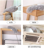 Microfiber Feather Duster Bendable & Extendable Fan Cleaning with 100 inches Expandable Pole Handle for High Ceiling Fans,Window Blinds, Furniture