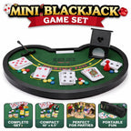 Mini Blackjack Game Set for Adults & Kids – Portable Casino Tabletop Black Jack Board with Cards, Chips, Dealer Shoe & Accessories | Compact 10" x 6.5" x 1.6" Table for Home Party & Travel Fun
