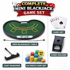 Mini Blackjack Game Set for Adults & Kids – Portable Casino Tabletop Black Jack Board with Cards, Chips, Dealer Shoe & Accessories | Compact 10" x 6.5" x 1.6" Table for Home Party & Travel Fun