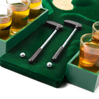 Putt Sip Mini Golf Drinking Game Set for Adults Portable Indoor/Outdoor Realistic Putting Green with Metal Shot Glasses, Golf Balls Clubs Fun Party Games for Golf Lovers, Nights Social Gatherings
