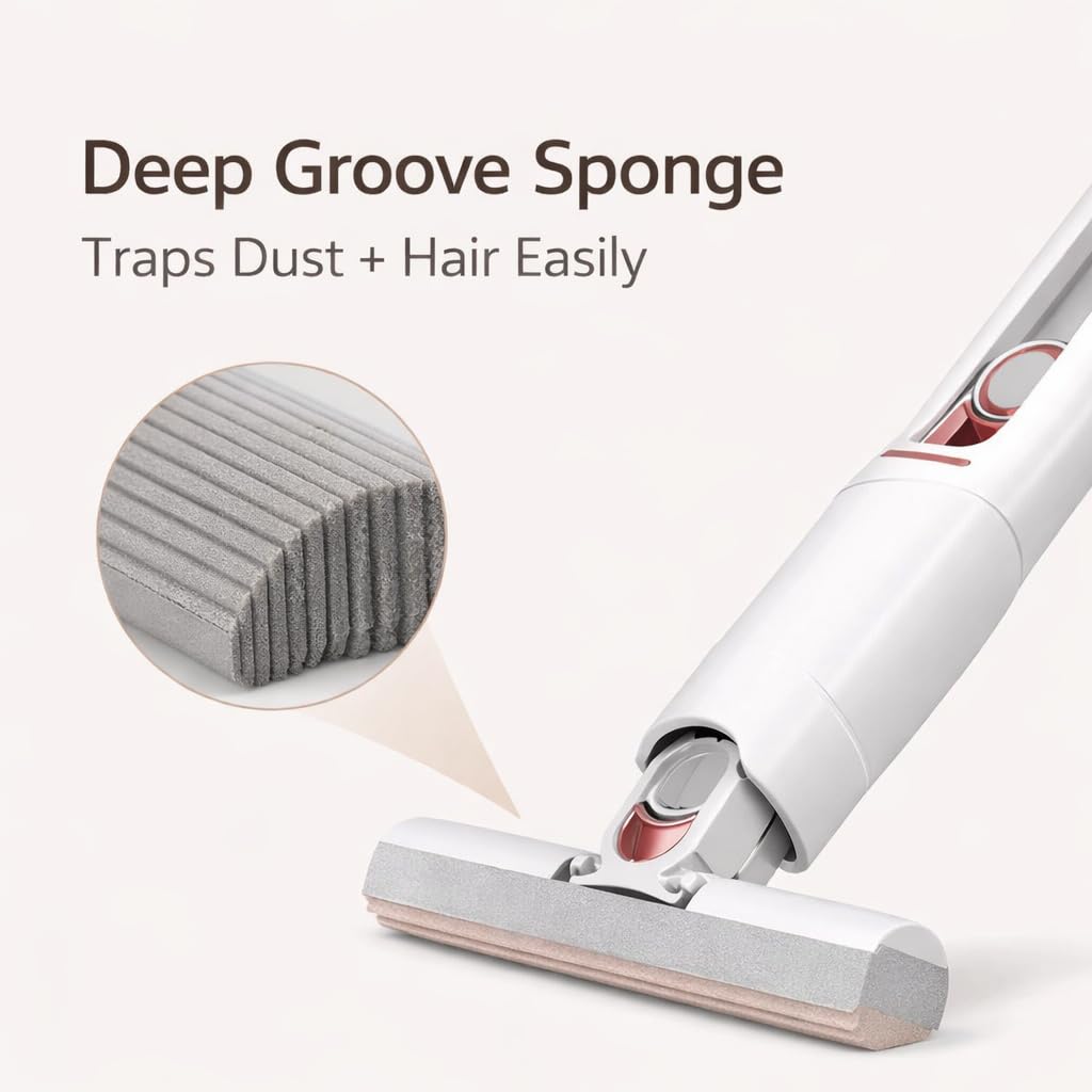 Mini Mop Self Squeeze Sponge Cleaner, Strong Absorbent Wet & Dry Mop for Kitchen, Floor, Glass, Car Cleaning, Compact ABS Body with 1 Replaceable Sponge