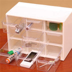 9 Grid Mini Plastic Acrylic Multipurpose Drawer Storage Box for Multi Layer Jewelry Sundries Organizer Desktop Office Supplies Cabinet (