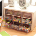 9 Grid Mini Plastic Acrylic Multipurpose Drawer Storage Box for Multi Layer Jewelry Sundries Organizer Desktop Office Supplies Cabinet (