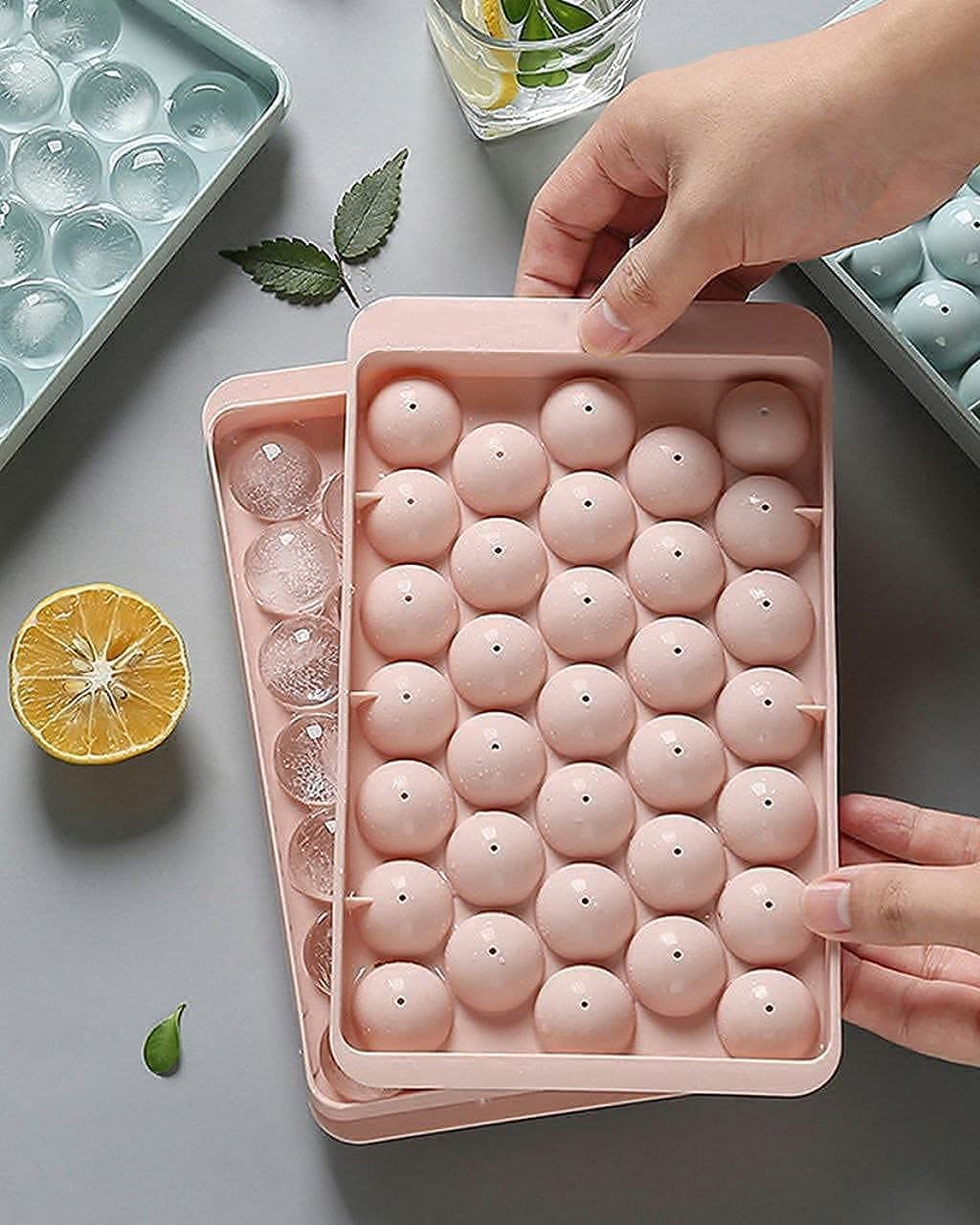 ZYOZ Plastic Mini Round Ice Cube Tray, ice Trays for Freezer, Circle Ice Cube Tray Sphere Ice Chilling Cocktail Whiskey Tea & Coffee Mini Circle Tray Multicolor Main image