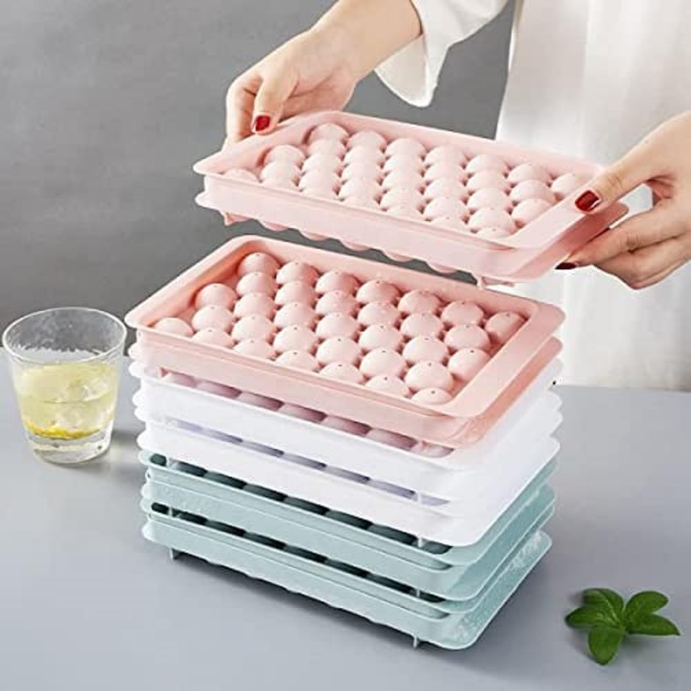 Plastic Mini Round Ice Cube Tray, ice Trays for Freezer, Circle Ice Cube Tray Sphere Ice Chilling Cocktail Whiskey Tea & Coffee Mini Circle Tray Multicolor