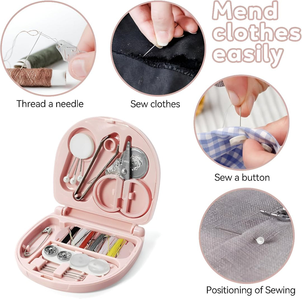 Mini Travel Sew Kit Sewing Box Pocket Folding Kit Compact Mini Travel Sewing Kit with Scissor, Needle, Cutton, Thread, Pin, Clip