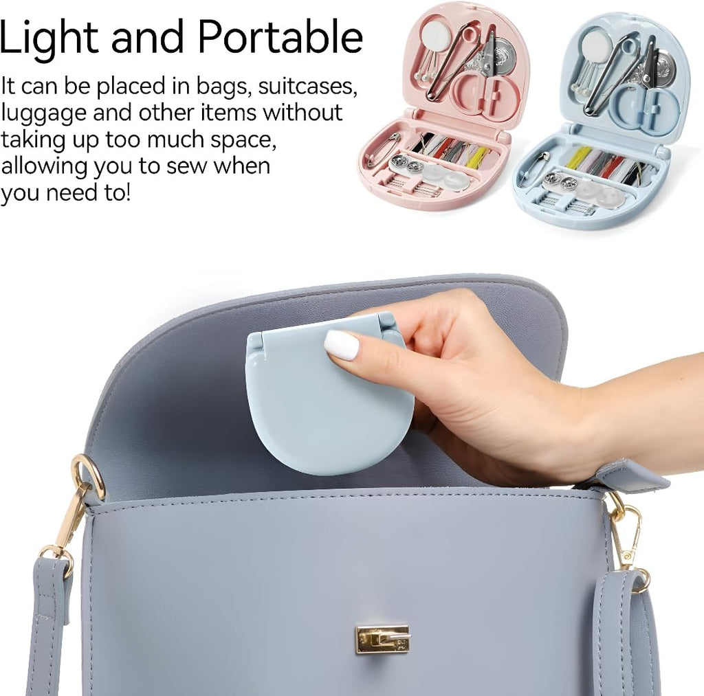 Mini Travel Sew Kit Sewing Box Pocket Folding Kit Compact Mini Travel Sewing Kit with Scissor, Needle, Cutton, Thread, Pin, Clip