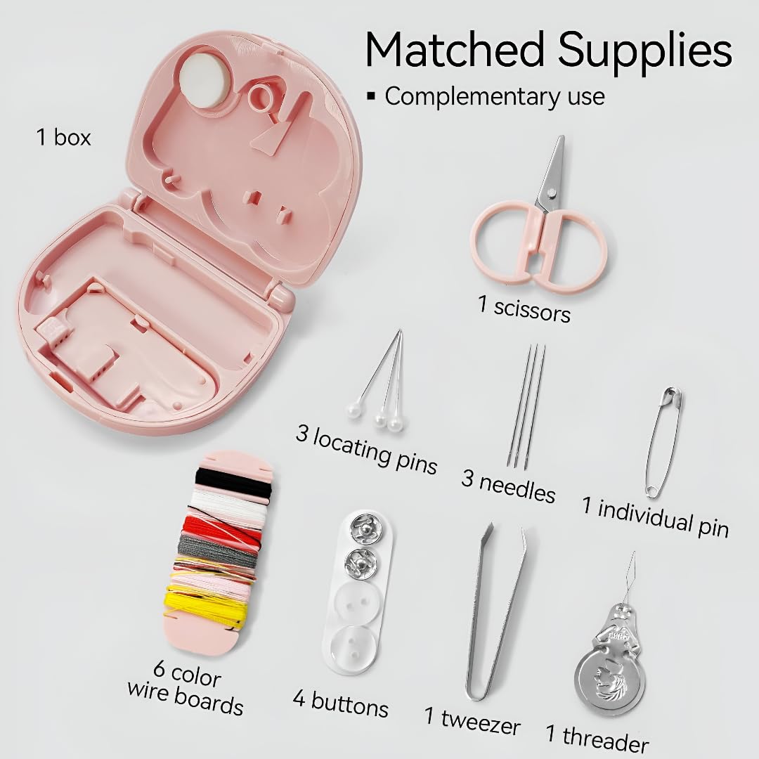 Mini Travel Sew Kit Sewing Box Pocket Folding Kit Compact Mini Travel Sewing Kit with Scissor, Needle, Cutton, Thread, Pin, Clip