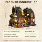 DIY Miniature Dollhouse Kit Magic Castle,Tiny House to Build Live in,Mini Handmade Unzip 3D Wooden Puzzle Furnishing Decor Model with Dust Cover and Music(ES012-Holo Magic City)