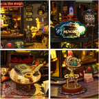 DIY Miniature Dollhouse Kit Magic Castle,Tiny House to Build Live in,Mini Handmade Unzip 3D Wooden Puzzle Furnishing Decor Model with Dust Cover and Music(ES012-Holo Magic City)