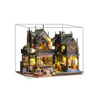 DIY Miniature Dollhouse Kit Magic Castle,Tiny House to Build Live in,Mini Handmade Unzip 3D Wooden Puzzle Furnishing Decor Model with Dust Cover and Music(ES012-Holo Magic City)