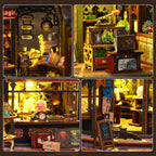 DIY Miniature Dollhouse Kit Magic Castle,Tiny House to Build Live in,Mini Handmade Unzip 3D Wooden Puzzle Furnishing Decor Model with Dust Cover and Music(ES012-Holo Magic City)