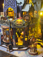DIY Miniature Dollhouse Kit Magic Castle,Tiny House to Build Live in,Mini Handmade Unzip 3D Wooden Puzzle Furnishing Decor Model with Dust Cover and Music(ES012-Holo Magic City)