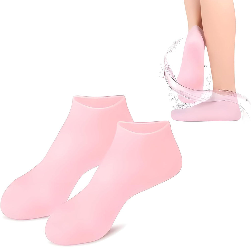 Hydrating Silicone Gel Spa Socks | Moisturizing Heel Repair Socks with Natural Oils, Aloe & Vitamin E | Anti-Slip Cracked Heel Socks for Dry Feet | Pedicure Spa Softening Socks For Men & Women