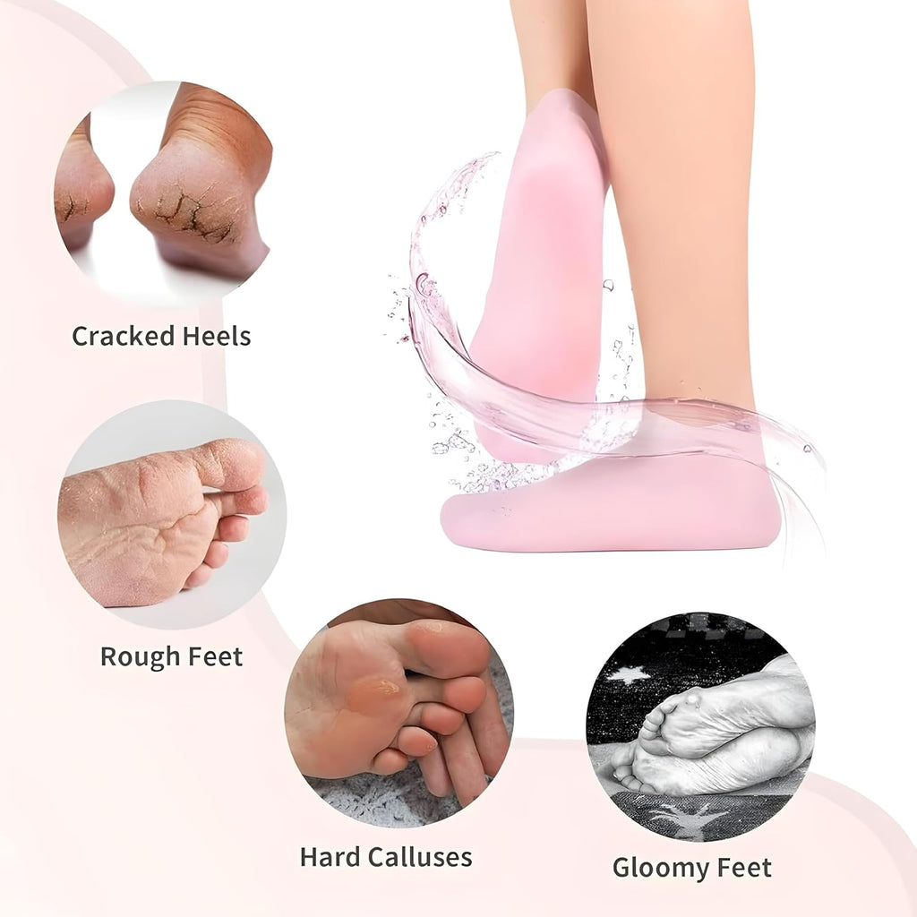 Hydrating Silicone Gel Spa Socks | Moisturizing Heel Repair Socks with Natural Oils, Aloe & Vitamin E | Anti-Slip Cracked Heel Socks for Dry Feet | Pedicure Spa Softening Socks For Men & Women