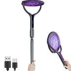 2 in 1 Advanced Mosquito Killer Racket with Extension Handle and High-Voltage Rotatory Grid Head, Mosquito Bat with Mosquito Luring Light & Safety Lock