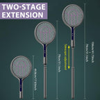 2 in 1 Advanced Mosquito Killer Racket with Extension Handle and High-Voltage Rotatory Grid Head, Mosquito Bat with Mosquito Luring Light & Safety Lock