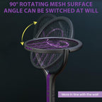 2 in 1 Advanced Mosquito Killer Racket with Extension Handle and High-Voltage Rotatory Grid Head, Mosquito Bat with Mosquito Luring Light & Safety Lock