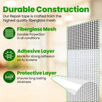 Mosquito Net Repair Tape | Self-Adhesive Waterproof Mesh Repair Tape for Windows, Doors & Screens | Fix Torn Mesh, Holes & Tears | 200cm x 5cm | Window Net Screen Repair Roll (Pack of 1)