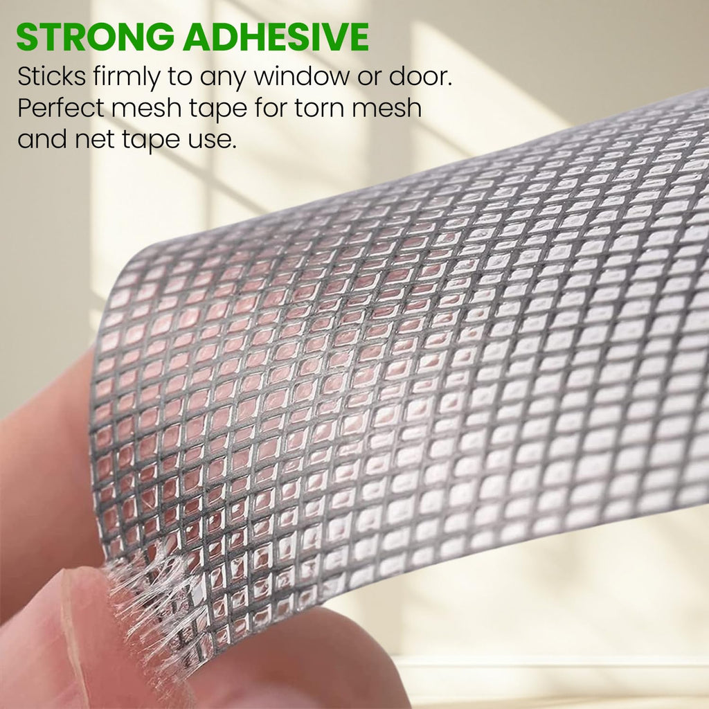 Mosquito Net Repair Tape | Self-Adhesive Waterproof Mesh Repair Tape for Windows, Doors & Screens | Fix Torn Mesh, Holes & Tears | 200cm x 5cm | Window Net Screen Repair Roll (Pack of 1)