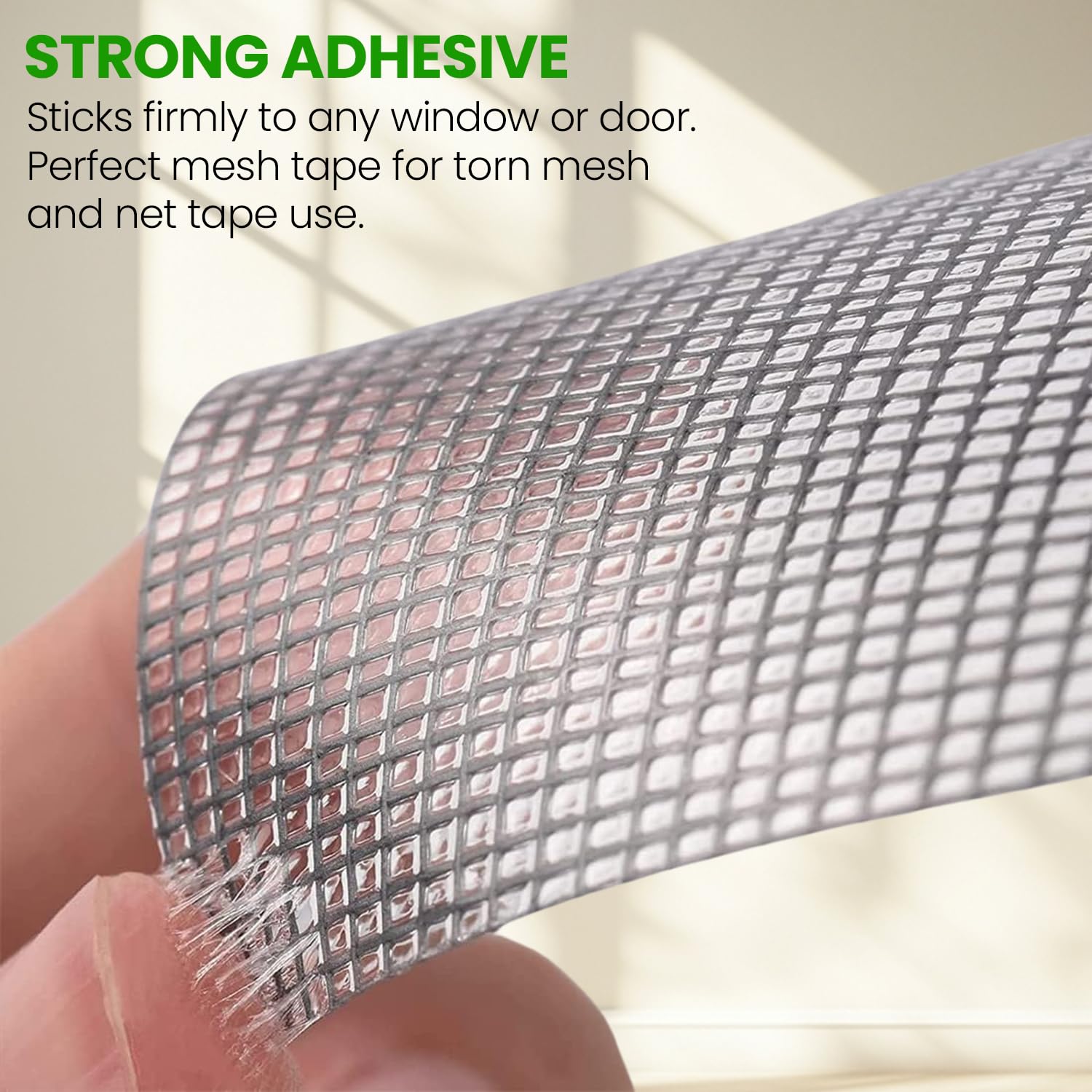 Mosquito Net Repair Tape | Self-Adhesive Waterproof Mesh Repair Tape for Windows, Doors & Screens | Fix Torn Mesh, Holes & Tears | 200cm x 5cm | Window Net Screen Repair Roll (Pack of 1)