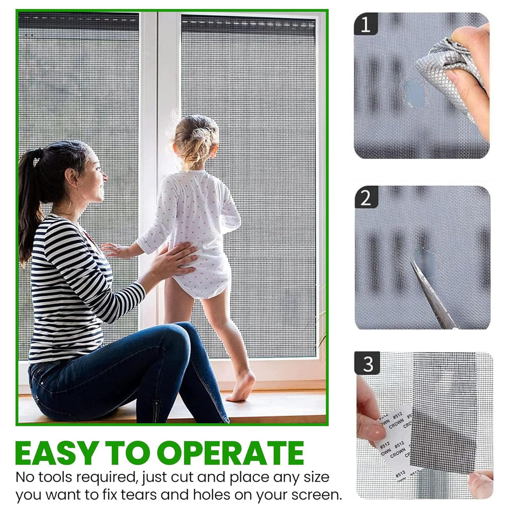 Mosquito Net Repair Tape | Self-Adhesive Waterproof Mesh Repair Tape for Windows, Doors & Screens | Fix Torn Mesh, Holes & Tears | 200cm x 5cm | Window Net Screen Repair Roll (Pack of 1)