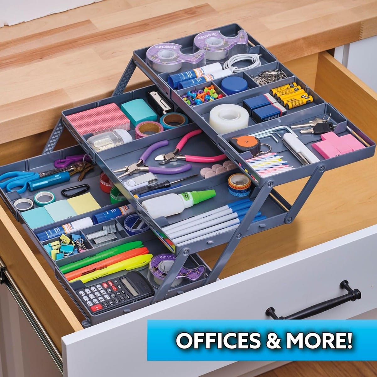 ZYOZ 3 Tier Expandable Drawer Organizer Rack – Makeup Organizer Box, Stationary Organizer Storage Box, Office Drawer Storage, Kitchen Drawer Storage | 3 Layer Room Storage Organizer Secondary image