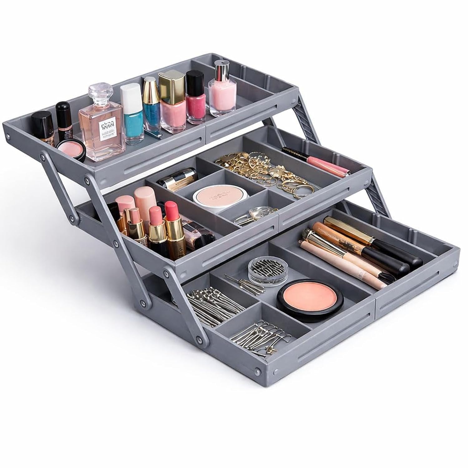 ZYOZ 3 Tier Expandable Drawer Organizer Rack – Makeup Organizer Box, Stationary Organizer Storage Box, Office Drawer Storage, Kitchen Drawer Storage | 3 Layer Room Storage Organizer Main image