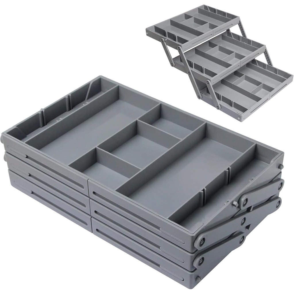 3 Tier Expandable Drawer Organizer Rack – Makeup Organizer Box, Stationary Organizer Storage Box, Office Drawer Storage, Kitchen Drawer Storage | 3 Layer Room Storage Organizer
