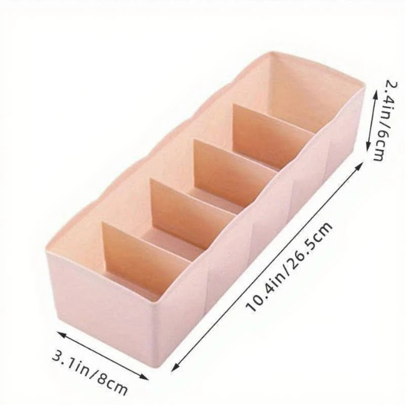 5-Compartment Plastic Storage Box | Closet Organizer for Underwear, Socks & Accessories