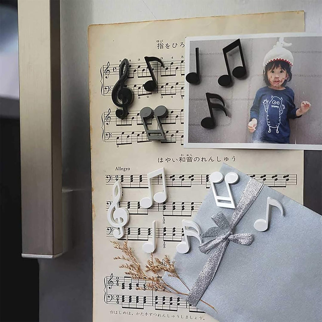 ZYOZ MUSIC Fridge Magnets  12pcs ,Black and White Musical Notes Small Fridge Magnets Cute Decorative Magnets,Refrigerator Magnets Office Kitchen Magnets Locker Glass Magnets