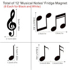 ZYOZ MUSIC Fridge Magnets  12pcs ,Black and White Musical Notes Small Fridge Magnets Cute Decorative Magnets,Refrigerator Magnets Office Kitchen Magnets Locker Glass Magnets