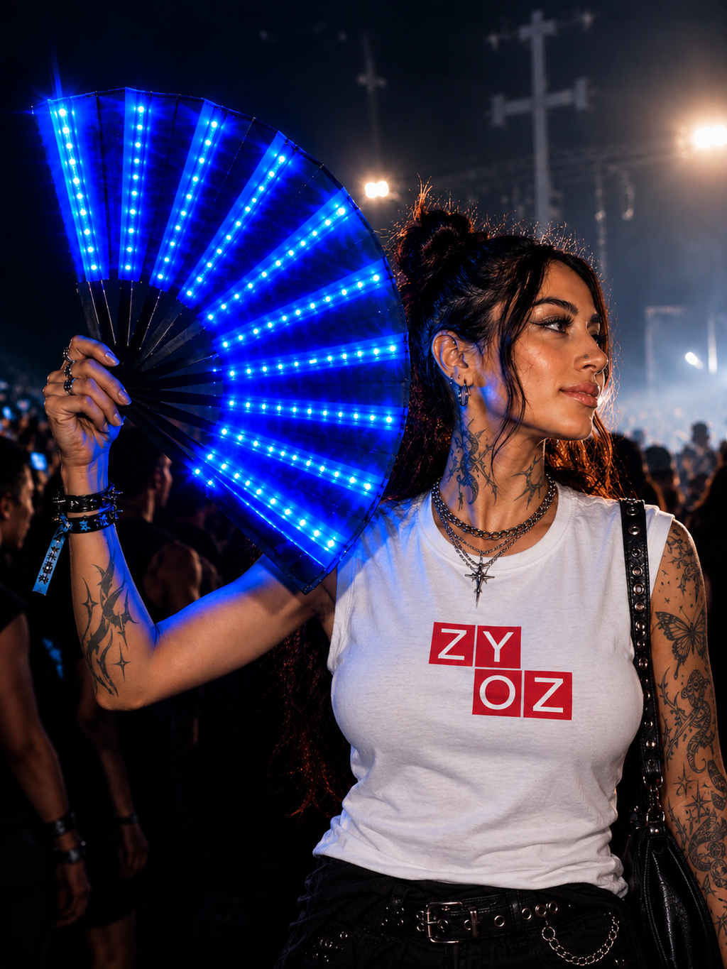 ZYOZ LED Light-Up Hand Fan | Glowing Folding Fan for Festivals & Raves