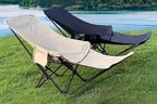 Portable Camping Chair Folding Lounge Chair Outdoor Reclining Chair Lightweight Foldable Beach Lounge Chair Heavy Duty Metal Frame Compact Travel Recliner for Garden Lawn Picnic