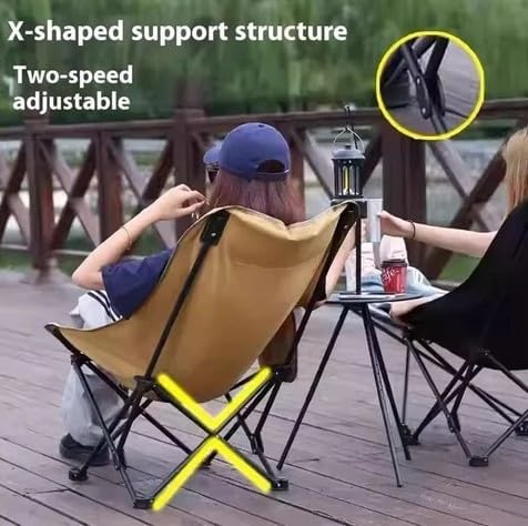 Portable Camping Chair Folding Lounge Chair Outdoor Reclining Chair Lightweight Foldable Beach Lounge Chair Heavy Duty Metal Frame Compact Travel Recliner for Garden Lawn Picnic