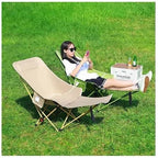 Portable Camping Chair Folding Lounge Chair Outdoor Reclining Chair Lightweight Foldable Beach Lounge Chair Heavy Duty Metal Frame Compact Travel Recliner for Garden Lawn Picnic