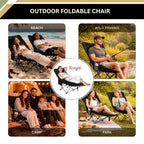Portable Camping Chair Folding Lounge Chair Outdoor Reclining Chair Lightweight Foldable Beach Lounge Chair Heavy Duty Metal Frame Compact Travel Recliner for Garden Lawn Picnic