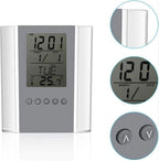 Digital Desk Clock with Pen Holder – Multifunctional LED Display with Time, Date, Temperature, Alarm & Calendar – Modern Office Table Organizer