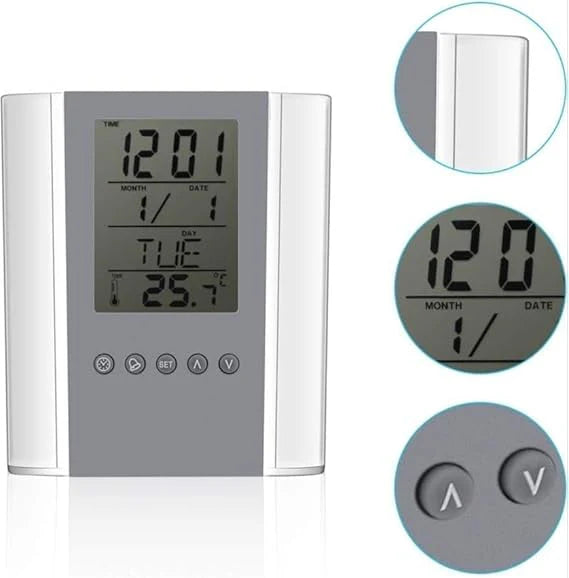 Digital Desk Clock with Pen Holder – Multifunctional LED Display with Time, Date, Temperature, Alarm & Calendar – Modern Office Table Organizer