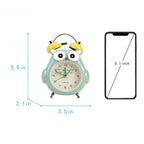 Kids Alarm Clock Cute Cartoon Owl Loud Bell Alarm Clock Non-Ticking Desk Clock with Night Light